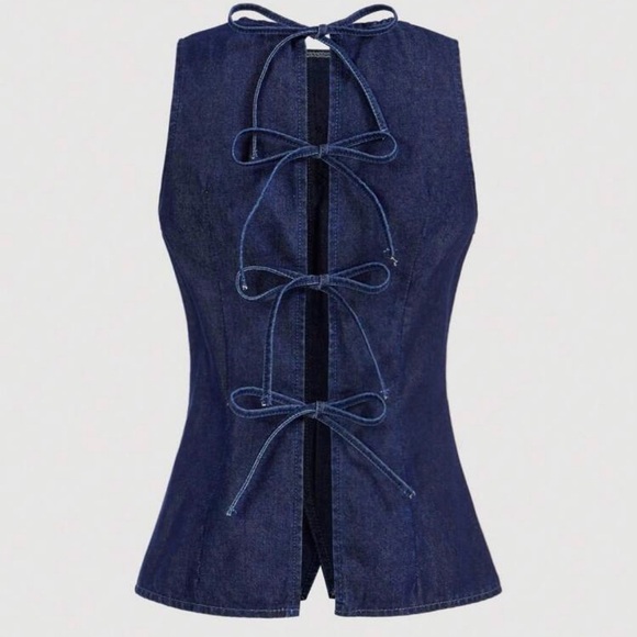 SHEIN Tops - Denim Sleeveless Top with Bows